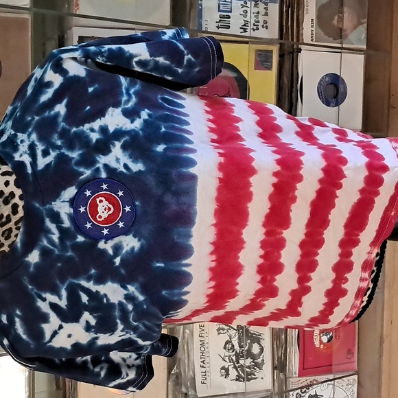 Grateful Dead American Flag Tye Dye Boxy Cut Bear T-Shirt Dead Head - Picture 4 of 4